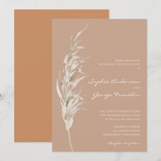 ボヘミアンテラコッタのウェディング招待状カード 招待状 (正面/裏面)