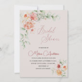 ボヘミアンテラコッタの花 水彩 結婚式のお披露目 招待状 (正面)