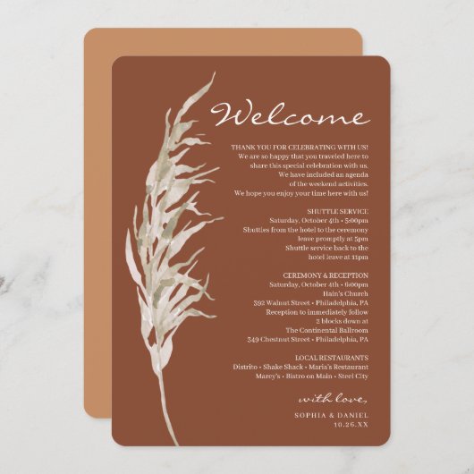 ボヘミアンテラコッタウェディングウェルカム行程表 プログラム (正面/裏面)