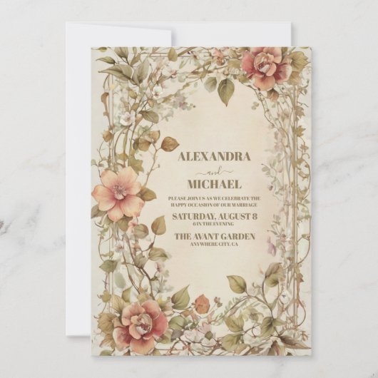 ボヘミアンテラコッタクラッシートレンディー結婚ズ 招待状 (正面)