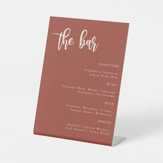 ボヘミアンテラコッタスクリプト結婚のバーサイン 台座サイン (正面)