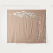 ボヘミアンテラコッタパンパスグラスのブライダルバックドロップ タペストリー (正面(横))