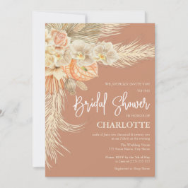 ボヘミアンテラコッタパンパスグラスブライダルシャワー 招待状