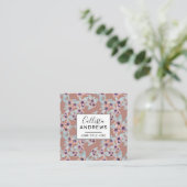 ボヘミアンテラコッタピンクフラワーズウォーター色 スクエア名刺 (スタンド正面)