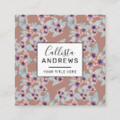 ボヘミアンテラコッタピンクフラワーズウォーター色 スクエア名刺 (正面)