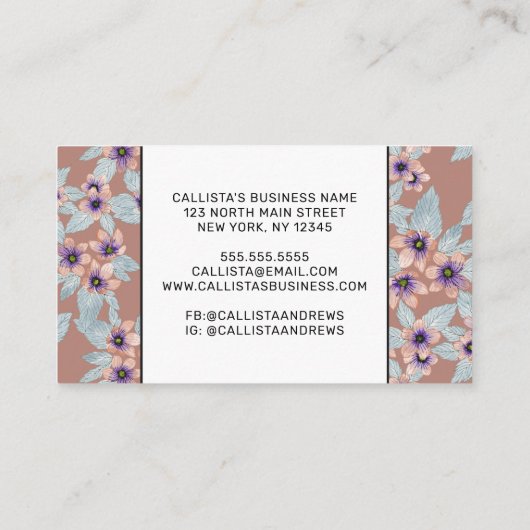 ボヘミアンテラコッタピンクフラワーズウォーター色 ロイヤリティカード (裏面)