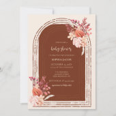 ボヘミアンテラコッタフローラアーチベイビーシャワー 招待状 (正面)