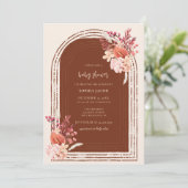ボヘミアンテラコッタフローラアーチベイビーシャワー 招待状 (スタンド正面)