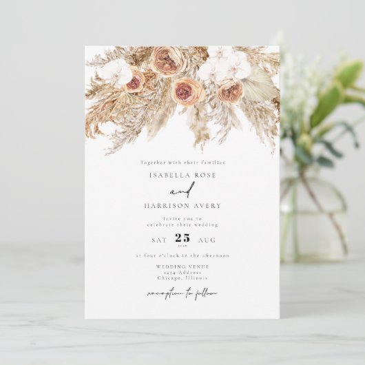 ボヘミアンテラコッタフローラ写真秋の結婚式 招待状 (スタンド正面)