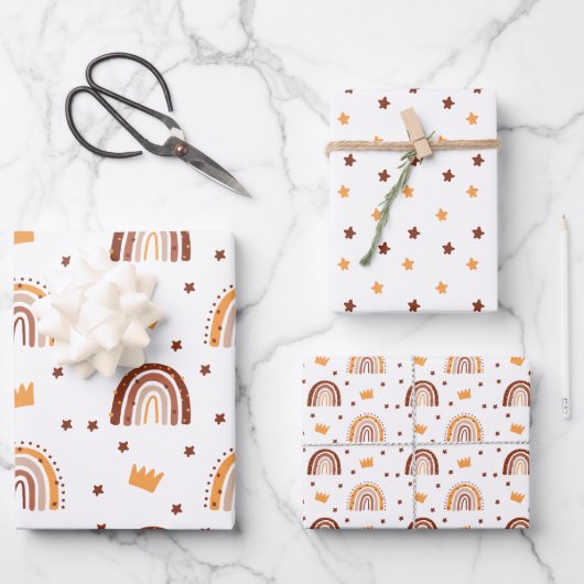 ボヘミアンテラコッタレインボー1st誕生日 ラッピングペーパーシート (正面)