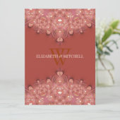 ボヘミアンテラコッタレース結婚ハート 招待状 (スタンド正面)
