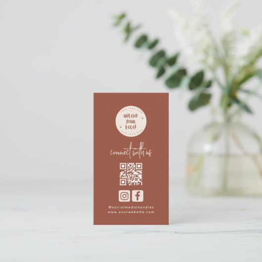 ボヘミアンテラコッタロゴConnect With Us Qr Code 名刺 (スタンド正面)