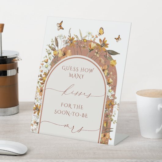 ボヘミアンテラコッタワイルドフラワーズブライダルシャワー 台座サイン (インサイチュ)