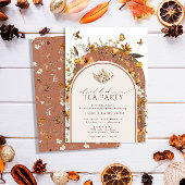 ボヘミアンテラコッタワイルドフラワーズブライダルティーパーティー 招待状