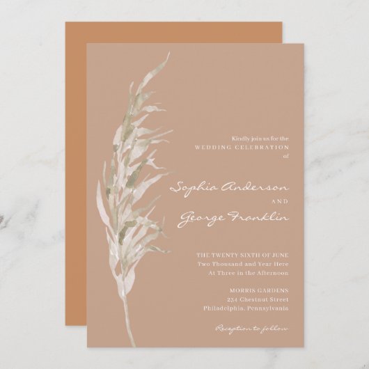 ボヘミアンテラコッタ結婚式招待状カード 招待状 (正面/裏面)