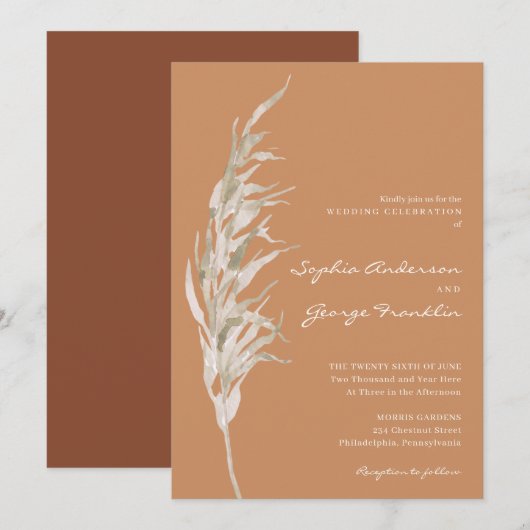 ボヘミアンテラコッタ結婚式招待状カード 招待状 (正面/裏面)