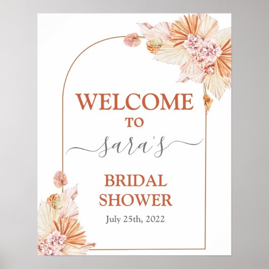 ボヘミアンテラコッタ ブライダルシャワー ウェルカムサイン ポスター (正面)