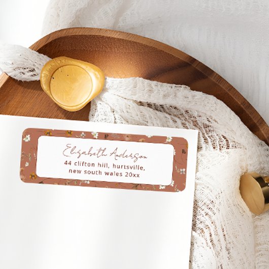 ボヘミアンテラコッタ ワイルドフラワー ブライダルシャワー ラベル