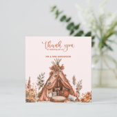 ボヘミアンテントワイルドフラワー結婚ズサンキューカード サンキューカード (スタンド正面)