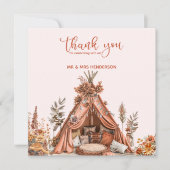 ボヘミアンテントワイルドフラワー結婚ズサンキューカード サンキューカード (正面)