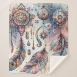 ボヘミアンテーマのドリームキャッチャー シェルパブランケット