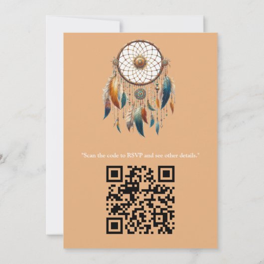 ボヘミアンテーマのドリームキャッチャー 招待状 (裏面)