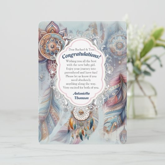 ボヘミアンテーマのドリームキャッチャー 招待状 (スタンド正面)