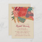 ボヘミアンテーマのフローラ招待状ブライダルシャワー 招待状 (正面/裏面)
