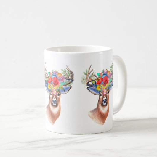 ボヘミアンテーマ威厳のあるスタグコーヒーマグ コーヒーマグカップ (正面右)