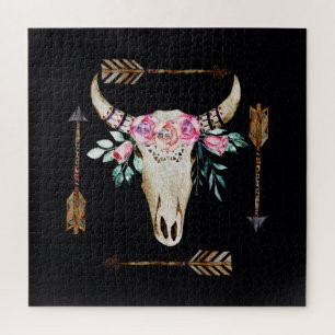 ボヘミアンディアースカルウォーターカラーアート ジグソーパズル