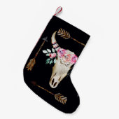ボヘミアンディアースカルウォーターカラーアート スモールクリスマスストッキング (正面 (吊り時))