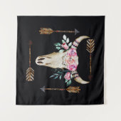 ボヘミアンディアースカルウォーターカラーアート タペストリー (正面(横))