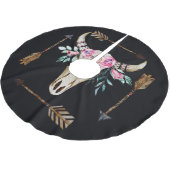 ボヘミアンディアースカルウォーターカラーアート ブラッシュドポリエステルツリースカート (アングル)