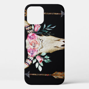 ボヘミアンディアースカルウォーターカラーアート iPhone 12ケース
