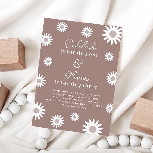 ボヘミアンデイジージョイント誕生日招待状 招待状