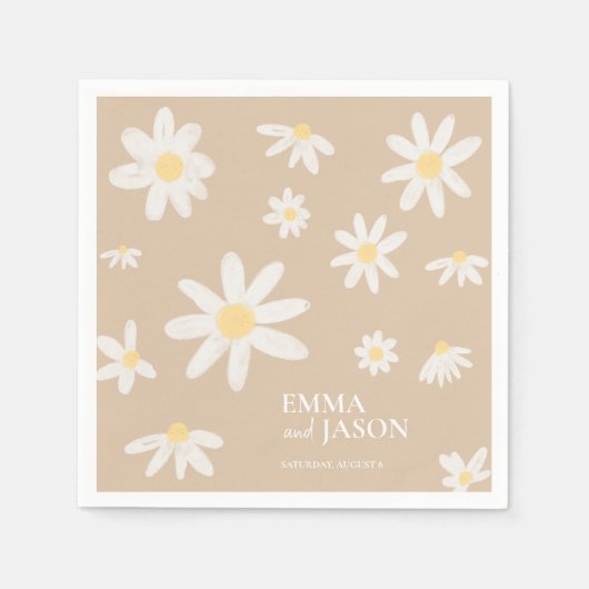 ボヘミアンデイジーフラワーナプキンス スタンダードカクテルナプキン (正面)