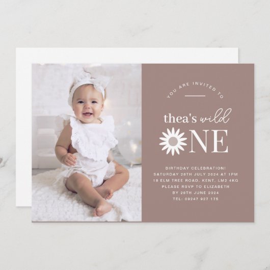 ボヘミアンデイジーランドスケープ誕生日招待状 招待状 (正面/裏面)