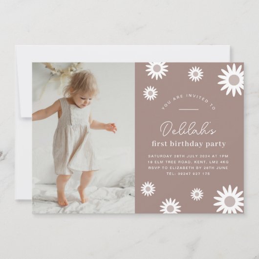 ボヘミアンデイジーランドスケープ誕生日招待状 招待状 (正面)