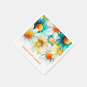 ボヘミアンデイジーワイルドフラワーネーム赤ちゃんシャワー スタンダードカクテルナプキン (角)