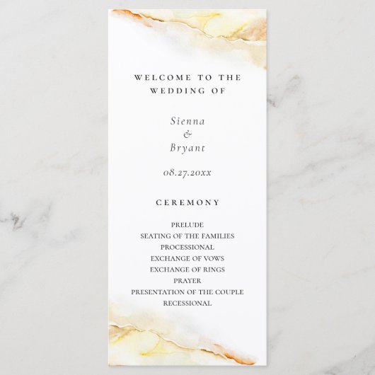 ボヘミアンデザートウォーターカラー洗いウェディング プログラム (正面)