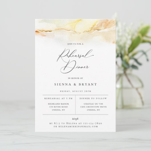 ボヘミアンデザートウォーターカラー リハーサルディナー 案内状 (スタンド正面)