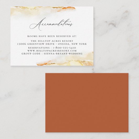 ボヘミアンデザートウォーター結婚カラーの宿泊施設 エンクロージャーカード (正面/裏面)