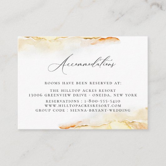 ボヘミアンデザートウォーター結婚カラーの宿泊施設 エンクロージャーカード (正面)