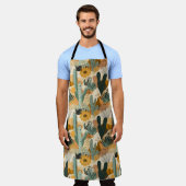 ボヘミアンデザートサボツオールオーバープリントエプロン エプロン (着用した状態)