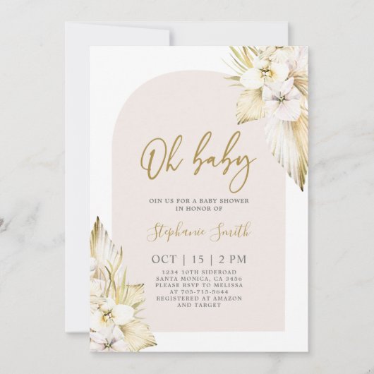 ボヘミアンデザートベビーシャワーガール招待状 招待状 (正面)