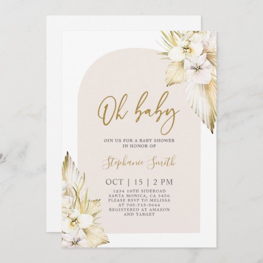 ボヘミアンデザートベビーシャワーガール招待状 招待状 (正面/裏面)