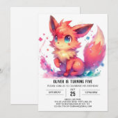 ボヘミアンデジタルキツネ誕生日 招待状 (正面/裏面)