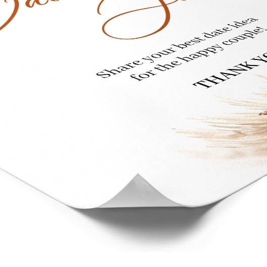 ボヘミアントロピカルな銅の花飾りが付いたパンパスグラスのデートジャー ポスター (角)