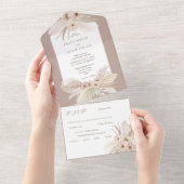 ボヘミアントロピカルフラワーのウェディング オールインワン招待状 (貼ってはがせる)