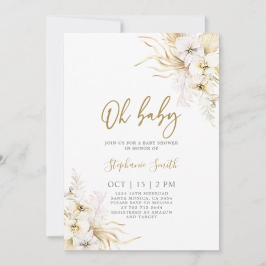 ボヘミアントロピカルベビーシャワーガール招待状 招待状 (正面)